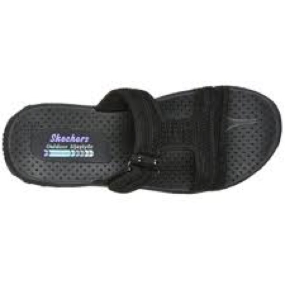 Skechers reggae slip‎ on sandals black casual slides summer women’s size 9